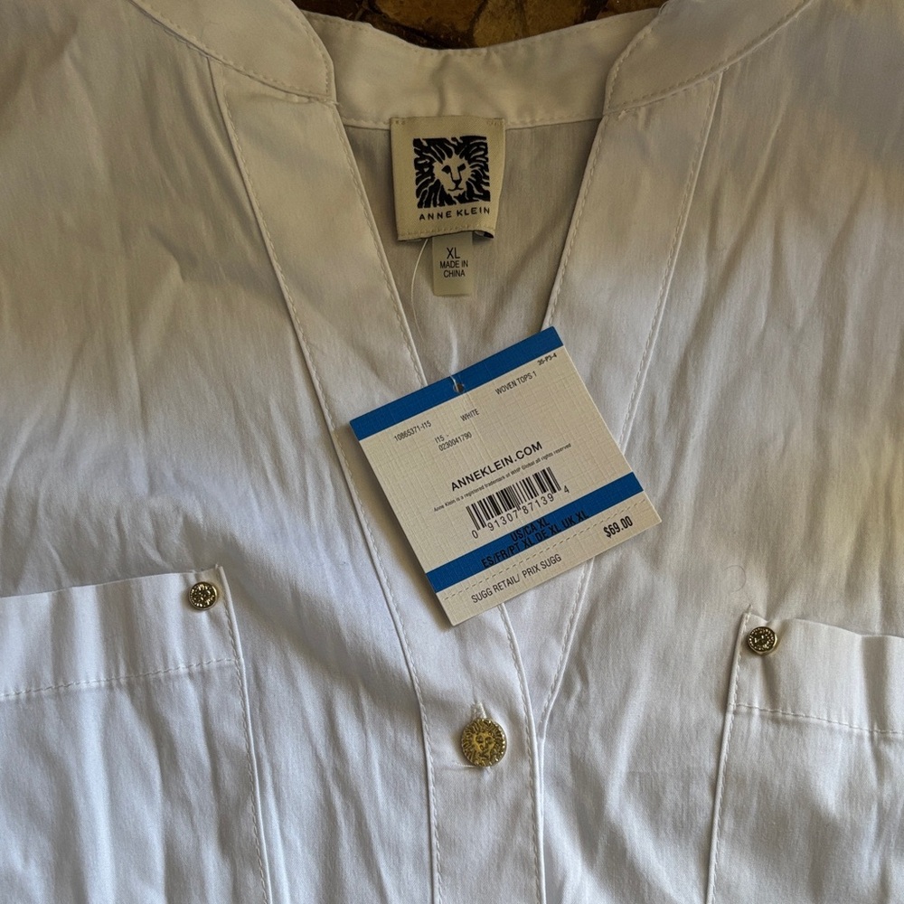 Anne Klein White Button Down Shirt - Picture 2 of 2
